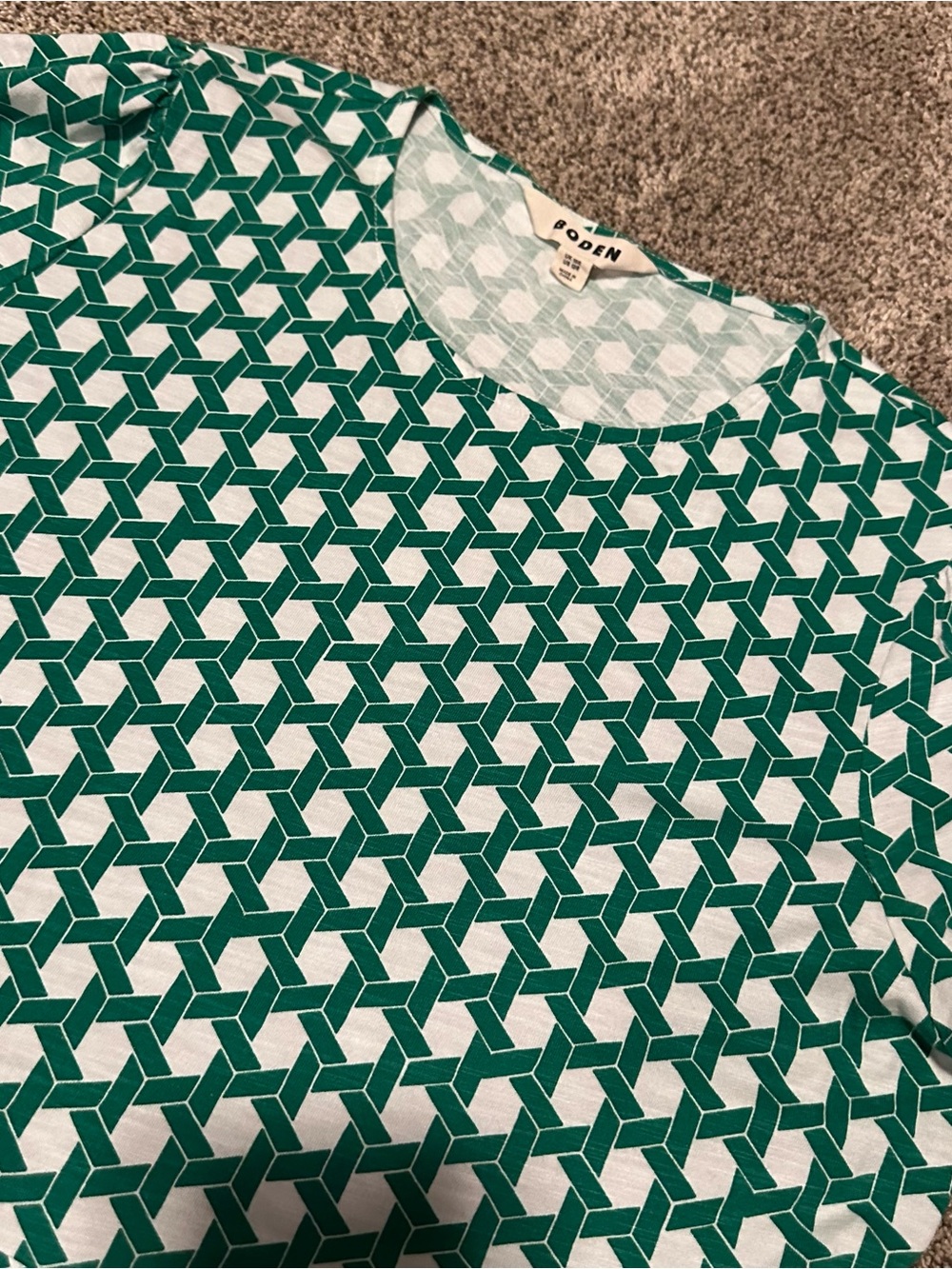 Boden Emma Tiered Jersey Green Short-Sleeve with pockets - Picture 7 of 13